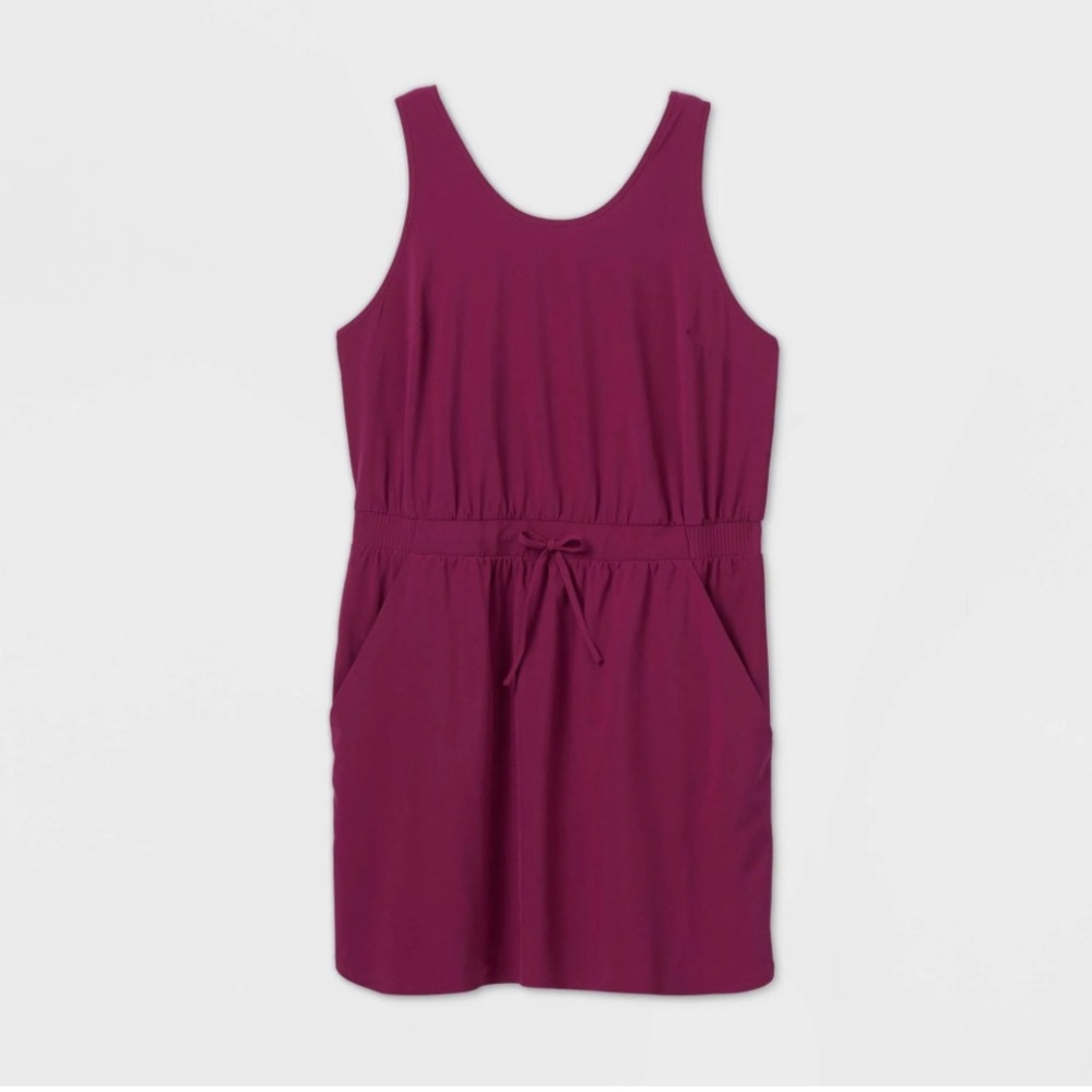 All In Motion Tank Dress L Purple Performance Casual Pockets Sleeveless Athletic